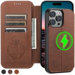 SUTENI Compatible Wireless Charging Leather Phone Case For iPhone  13 14 15 16 Plus 17 18 Pro Max Flip Cover Wallet Card Holder