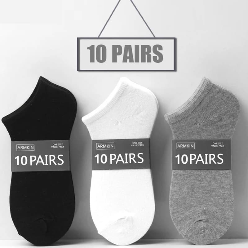 10 Pairs Cotton Slim Breathable Low-Cut Boat Socks Deodorant and Sweat-Absorbent Cotton Socks Suitable for Men and Women