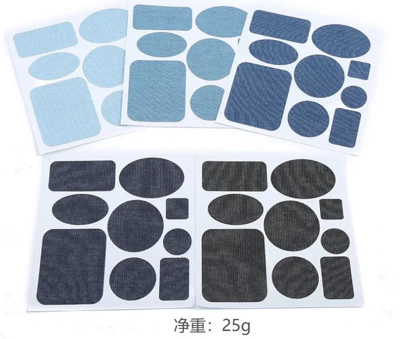 9pc Self-adhesive Denim Patches for Clothes DIY Stripes Iron on Appliques Jeans Pants Elbow Knee Clothing Stickers Badge Diy Cut