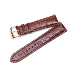 PESNO Black Dark Brown Round Grain Alligator Skin Leather Watch Bands Men Women Watch Accessories with Pin Buckle