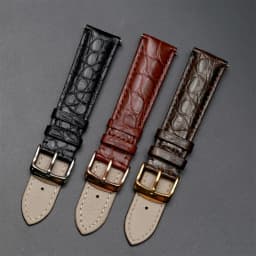 PESNO Black Dark Brown Round Grain Alligator Skin Leather Watch Bands Men Women Watch Accessories with Pin Buckle
