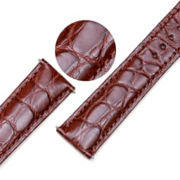 PESNO Black Dark Brown Round Grain Alligator Skin Leather Watch Bands Men Women Watch Accessories with Pin Buckle