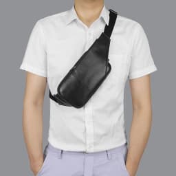 Small Leather Sling Crossbody Chest Bag Lightweight Daypack Slim Anti-Theft Cross Body Bag Over Shoulder Backpack Pack Man Woman