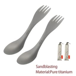 2Pcs Titanium Spork 2-in-1 Spoon Ultralight Cookware Portable Fork Knife Outdoor Camping Picnic Travel Eco-Friendly Flatware