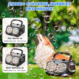 Automatic Bubble Machine Upgrade Bubble Blower with 2 Fans,50000+ Bubbles Per Minute Bubbles for Kids Portable Bubble Maker