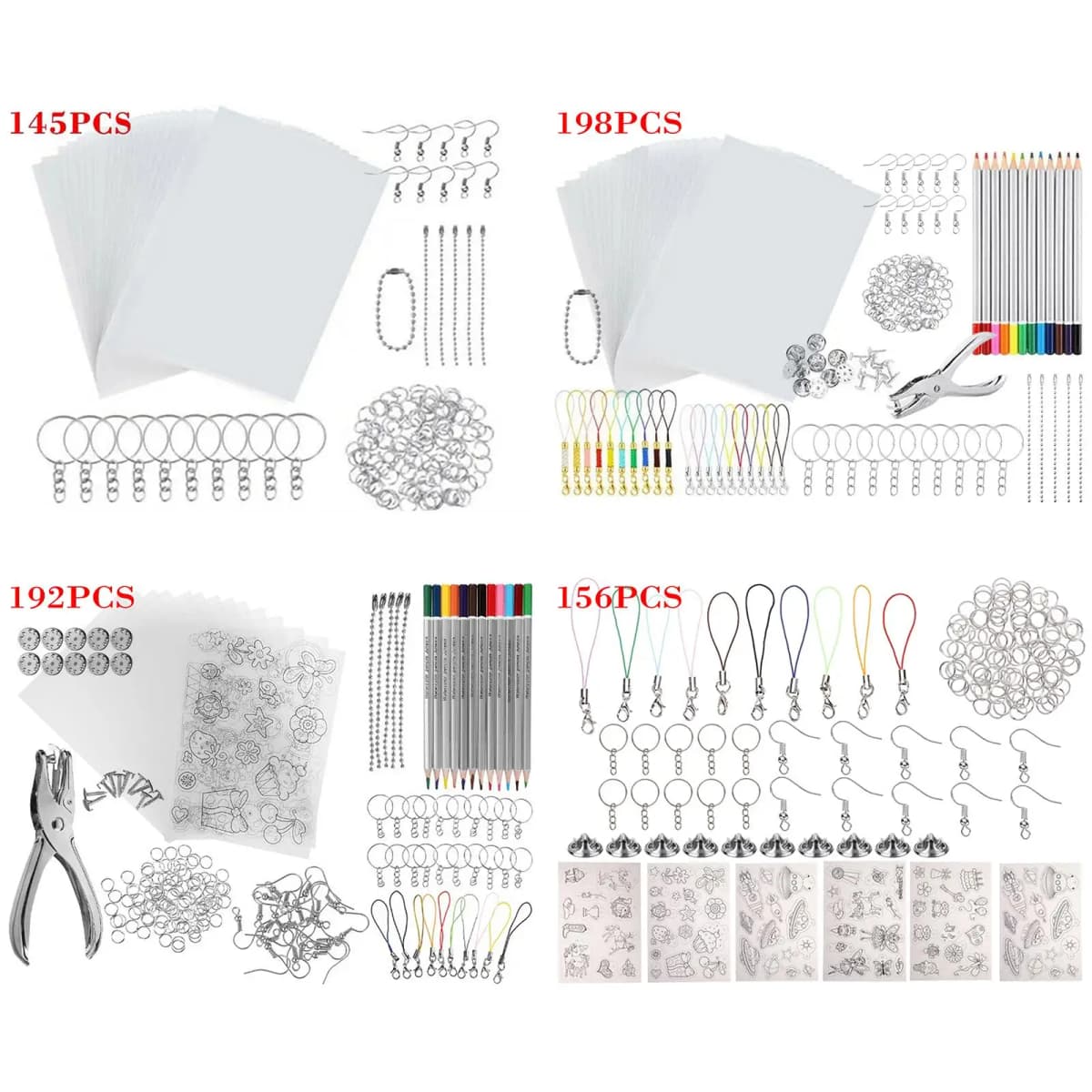 Heat Shrink Plastic Sheets Set Shrinky Art Film Paper Heat for DIY Keychain Ornaments Creative Craft Embellishment Scrapbooking