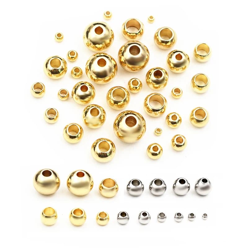 2-8mm Stainless Steel Gold Color Spacer Beads Charm Loose Bead DIY Bracelets Necklace DIY Jewelry Making Findings Charms