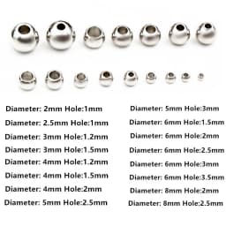 2-8mm Stainless Steel Gold Color Spacer Beads Charm Loose Bead DIY Bracelets Necklace DIY Jewelry Making Findings Charms