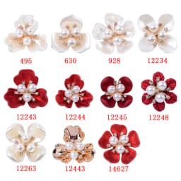 10Pcs Quality Alloy Rhinestone Shell Pearl Flower Buttons Heart Jewelry Accessories Bride Bouquet DIY Bag Hair Crafts Material