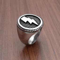 Punk 316L Stainless Steel Geometric Round Big Wide Men's Signet Vintage Lightning Pattern Ring Jewelry For Gift