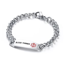 Surgical Stainless Steel Chain Medical Alert ID Bracelets Type 2 Diabetes Medical Bracelet for Women and Men