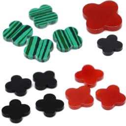 Clover Black Agates Cabochons Stone Flat Cabochon CABs 6mm 8mm 10mm 12mm 16mm 18mm 20mm DIY Jewelry Making Accessories 5PCS/lot