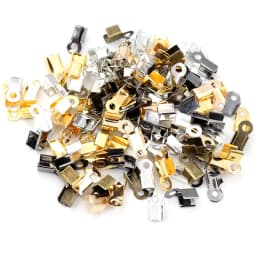 200pcs/lot Cove Clasps Cord End Caps String Ribbon Leather Clip Tip Fold Crimp Bead Connectors For DIY Jewelry Making Supplies