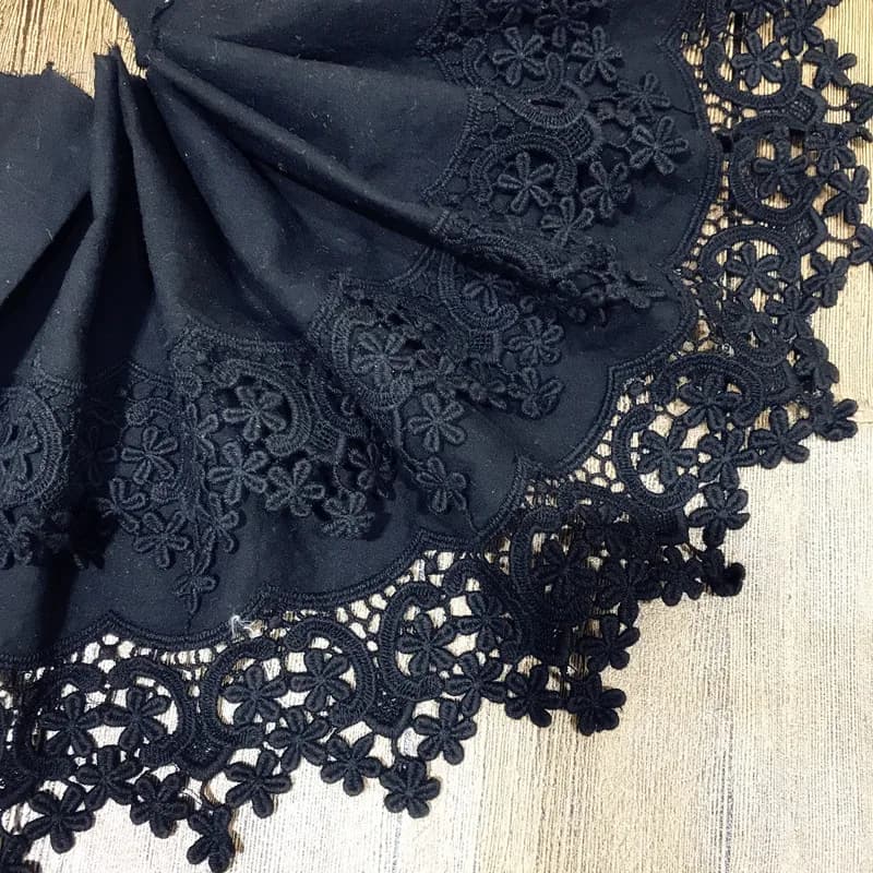 1Yd/lot 22cm wide white black embroidery cotton lace handmade clothing skirt sofa DIY decorative fabric