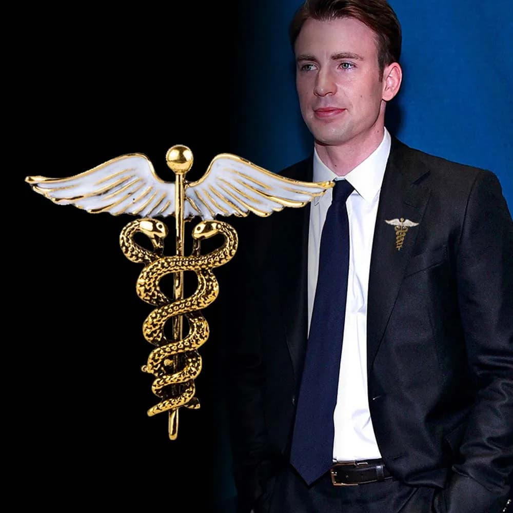 Crystal Caduceus Pins Badge Brooches Lapel Pin Medicine Symbol Jewelry Gifts For Nurse Doctor Medical Students Brooch Pins 1Pc