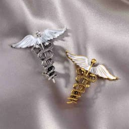 Crystal Caduceus Pins Badge Brooches Lapel Pin Medicine Symbol Jewelry Gifts For Nurse Doctor Medical Students Brooch Pins 1Pc
