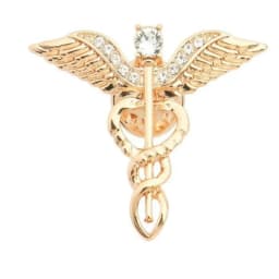Crystal Caduceus Pins Badge Brooches Lapel Pin Medicine Symbol Jewelry Gifts For Nurse Doctor Medical Students Brooch Pins 1Pc