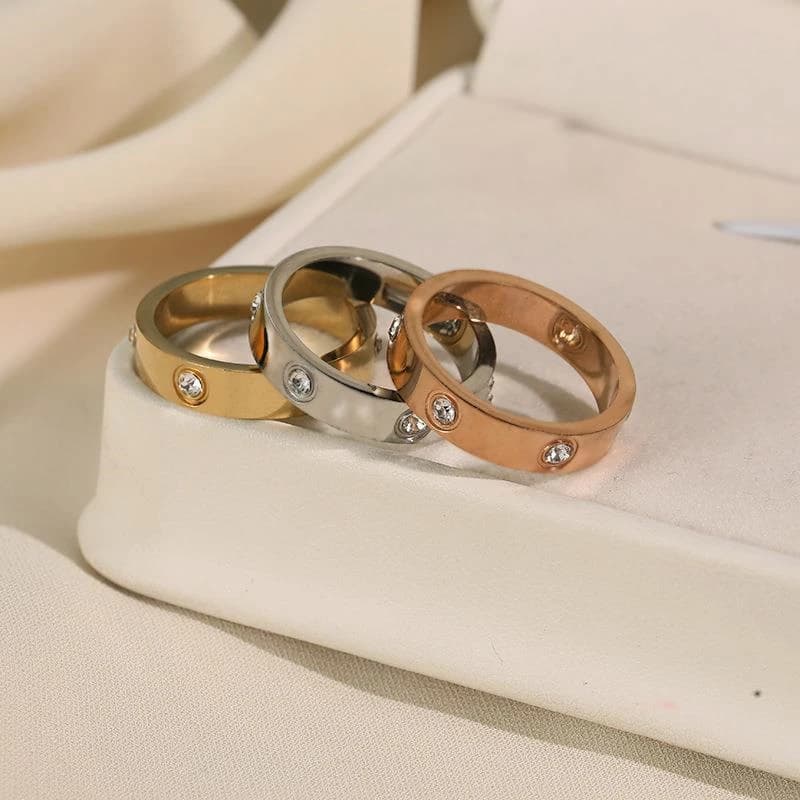 Luxury High Quality Zircon Titanium Steel Ring Korean Fashion Women's Stainless Steel Electroplated Ring Jewelry Party Gift