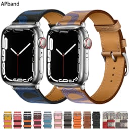 Leather strap For Apple watch band 44mm 45mm 49mm 41mm 40mm Accessorie wristband correa bracelet iWatch series 9 7 8 SE ultra 2