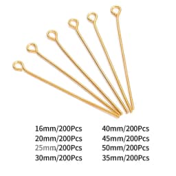 200pcs Eye Head Pins 20 24 30 35 40 45 50 mm Eye Pins Gold/Rhodium Findings For Diy Jewelry Making Jewelry Accessories Supplies