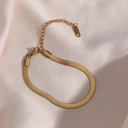 E.B.belle Steel 18k Gold Plated Flat Snake Chain Bracelets Bangles For Women Herringbone Chain Accessories Jewelry Gift