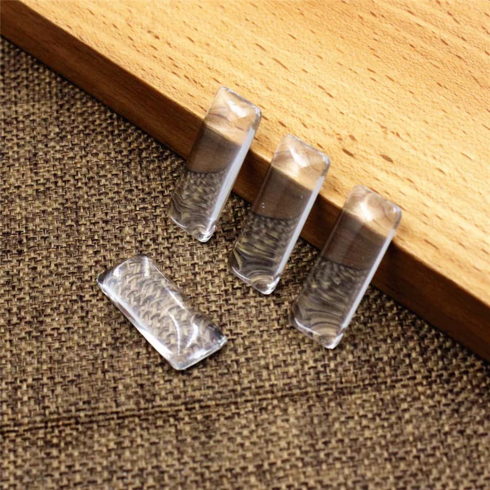 10x25mm Rectangle Flat Back Clear Crystal Glass Cabochons Cameo Base Tray For DIY Accessories Thickness:4.5mm 10pcs K02974