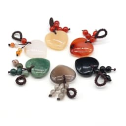 Natural Stone Keychain Charms Heart Red Agates Amethysts Opal Pendants for Jewelry Making Necklace Keychain Gift