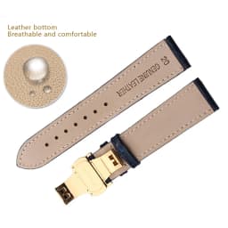 Genuine Leather Bracelet Dark Blue Color Watch Strap Butterfly Clasp Watchband Sized in 16mm 18mm 20mm 21 22mm 23mm Watch Band