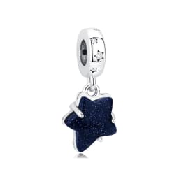 New Original 925 Sterling Silver Charms Star Moon Blue Crystal Glass Beads Fit Brand Bracelets Necklaces Jewelry For Women