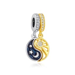 New Original 925 Sterling Silver Charms Star Moon Blue Crystal Glass Beads Fit Brand Bracelets Necklaces Jewelry For Women