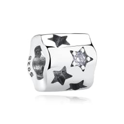 New Original 925 Sterling Silver Charms Star Moon Blue Crystal Glass Beads Fit Brand Bracelets Necklaces Jewelry For Women