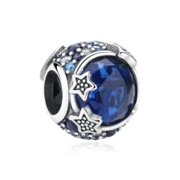 New Original 925 Sterling Silver Charms Star Moon Blue Crystal Glass Beads Fit Brand Bracelets Necklaces Jewelry For Women