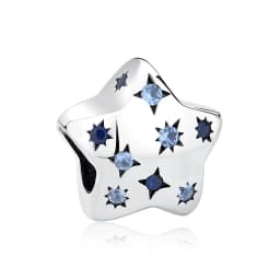 New Original 925 Sterling Silver Charms Star Moon Blue Crystal Glass Beads Fit Brand Bracelets Necklaces Jewelry For Women