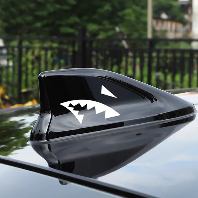 Car Antenna Shark Mouth Styling Stickers Fashion Reflective Vinyl Decals Shark Fin Antenna Decoration Sticker Accessories Tools