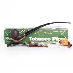 MUXIANG 2 In 1 Wood Tobacco Pipe Churchwarden Pipe One Pipe Body Two Mouthpiece With Clean Part Curved Handle Ebony Smoking Pipe