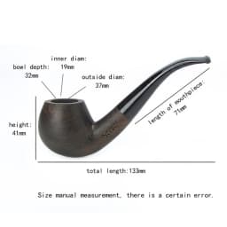 MUXIANG 2 In 1 Wood Tobacco Pipe Churchwarden Pipe One Pipe Body Two Mouthpiece With Clean Part Curved Handle Ebony Smoking Pipe