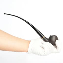 MUXIANG 2 In 1 Wood Tobacco Pipe Churchwarden Pipe One Pipe Body Two Mouthpiece With Clean Part Curved Handle Ebony Smoking Pipe