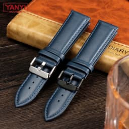 Top Layer Cowhide Genuine Leather Bracelet Dark Blue Color Watch Strap 16mm 18mm 19mm 20mm 21mm 22mm Watchband Wristwatches Band