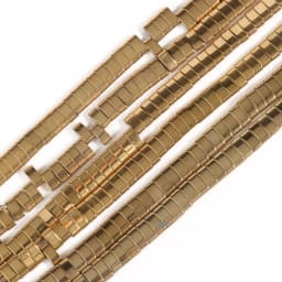 Natural Stone Beads Two Holes Gold color Hematite Square Spacer Beads for Jewelry Making Gift DIY Bracelets Good Color Retention