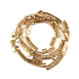 Natural Stone Beads Two Holes Gold color Hematite Square Spacer Beads for Jewelry Making Gift DIY Bracelets Good Color Retention