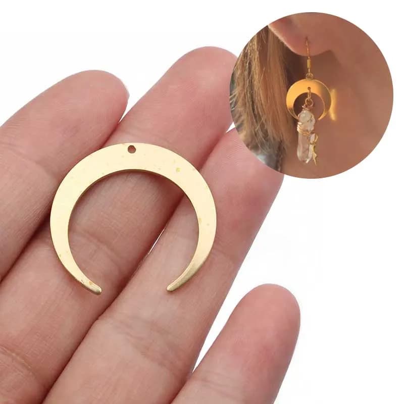 10pcs 27x26mm Raw Brass Moon Charms Pendant for DIY Earrings Necklace Bracelet Charms Jewelry Making Handmade Supplies