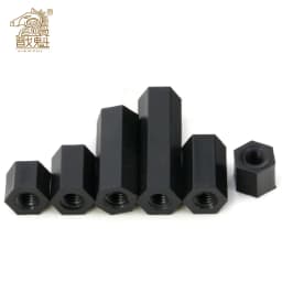 20/50PCS M2 M2.5 M3 M4 PCB Spacer Nylon Black Hex Female Standoff Nylon Double Pass Plastic Hexagon Thread PCBMotherboard Spacer