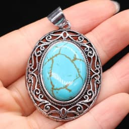 Natural Gem Stone Hollow Alloy Oval Pendant Amethysts Tiger Eye Charms for Jewelry Making DIY Necklace Accessories Gift 33x45mm
