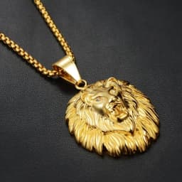 New Style Animal Long Hair Lion Head Pendant Necklace for Men Fashion Sliding Animal Hanging Necklace Neck Chains Accessories