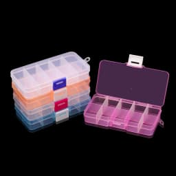 10 Slots 12 Color Plastic Storage Jewelry Box Compartment Adjustable Container for Beads Earring Box Jewelry Rectangle Box Case