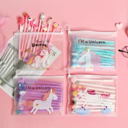 Korean Translucent Unicorn Cute Girl Pencil Case Stationery Bag Creative Storage File Bag Office Stationery Desk Organizer