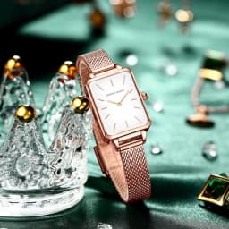 Rectangle Ultrathin Nordic Simple Style Japan Quartz Movement Fashion Stainless Steel Mesh Silvery Bracelet Belt Ladies Watches