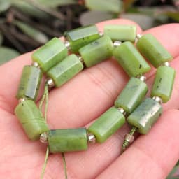 Faceted Green Canadian Jades Natural Stone Beads Cylinder Spacer Beads For Jewelry DIY Making Bracelet Charms Accessories 7.5''