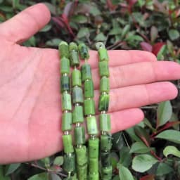Faceted Green Canadian Jades Natural Stone Beads Cylinder Spacer Beads For Jewelry DIY Making Bracelet Charms Accessories 7.5''