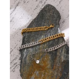 Yhpup 316L Stainless Steel Chain Necklace Minimalist Metalic Texture 18 K PVD Plated Statement Collar Necklace Jewelry Gift